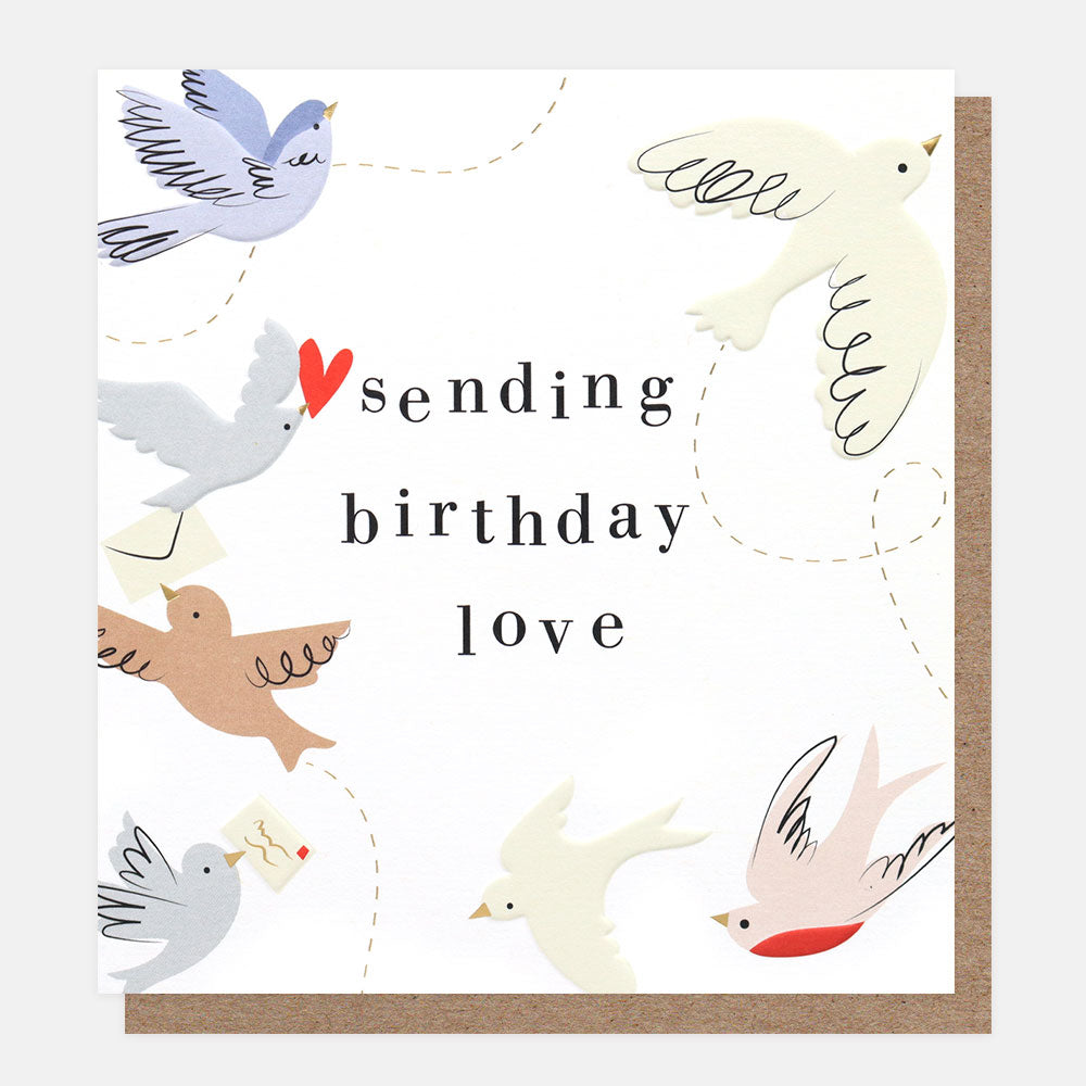 Birds & Heart Sending Birthday Love Card