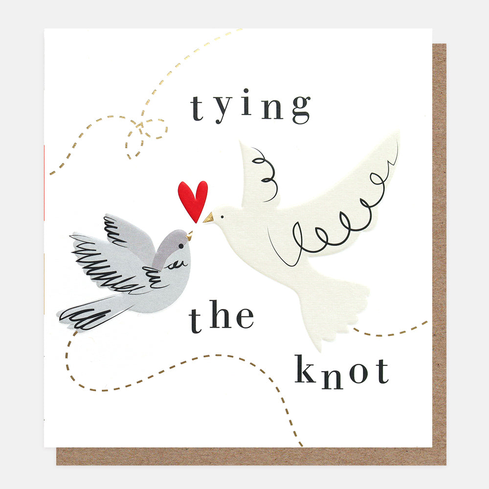 Birds & Hearts Tying The Knot Wedding Card