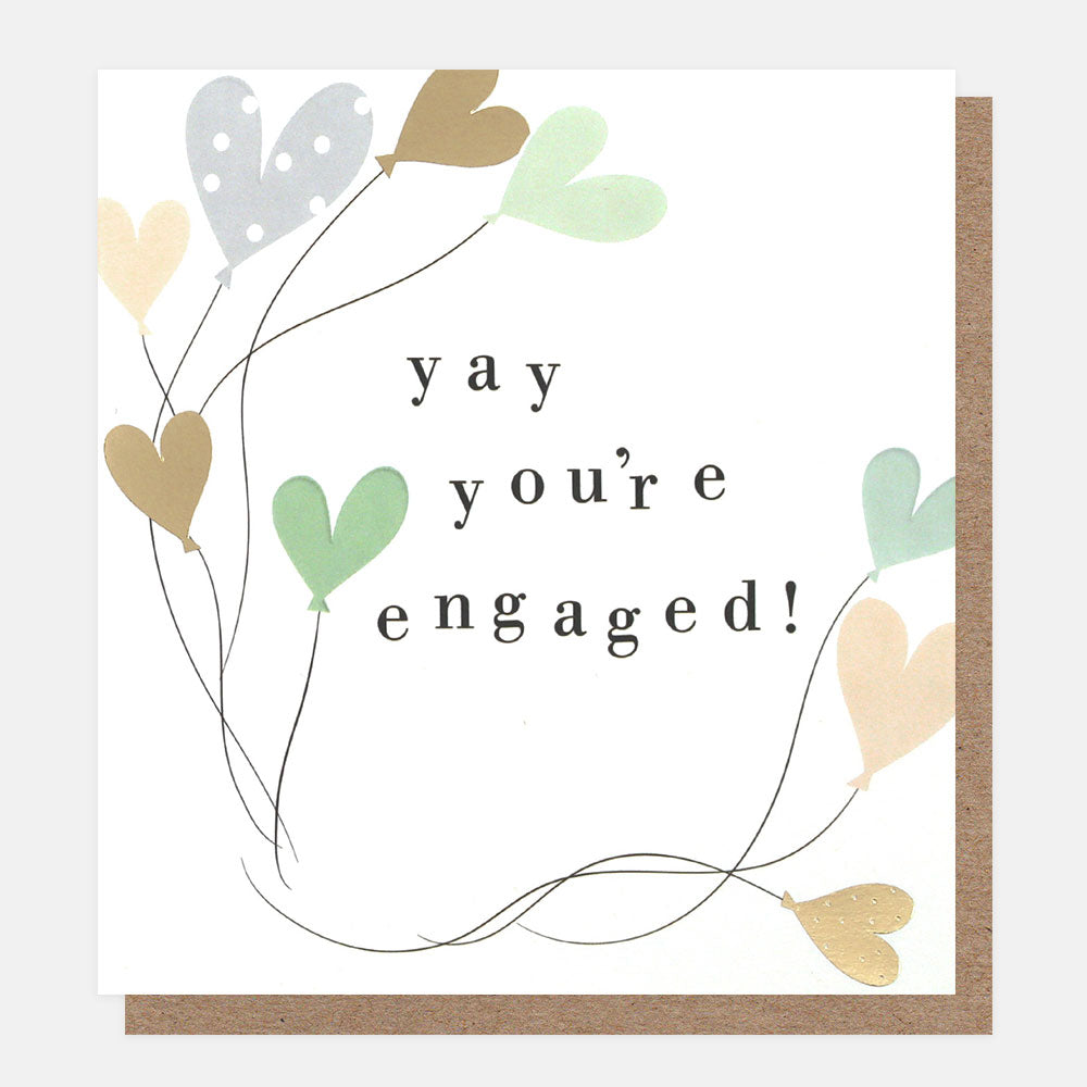 heart balloons yay you're engaged engagement card