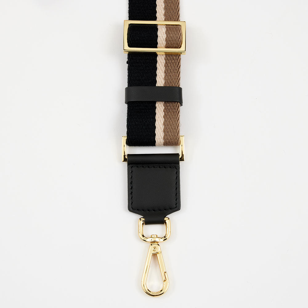 black, brown & cream stripe 'tracolla' handbag strap