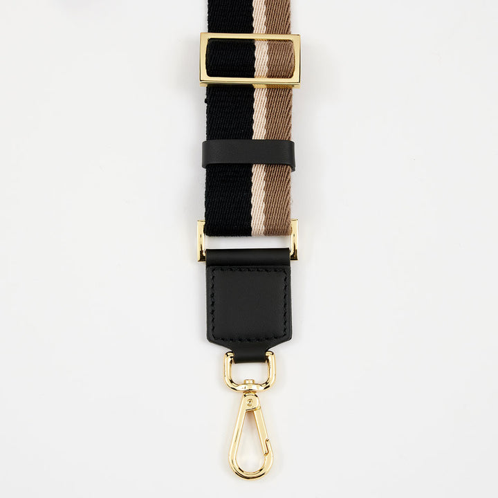 black, brown & cream stripe 'tracolla' handbag strap