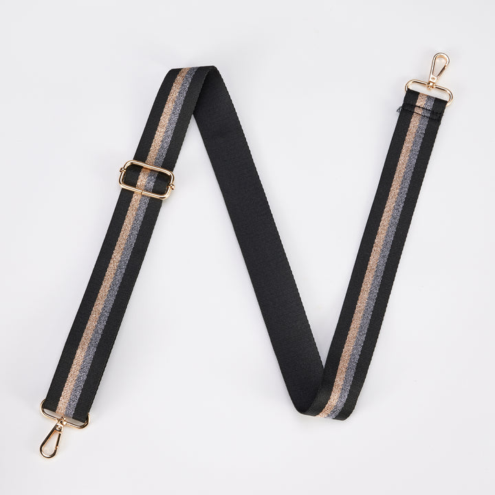 Black/Metallic Stripe Webbing Handbag Strap