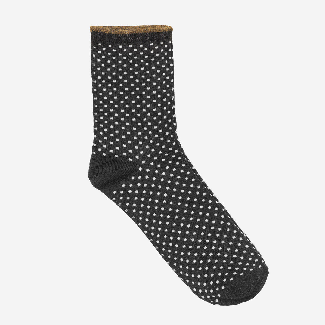 black with small dot design sparkly socks