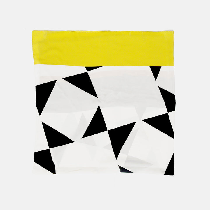 black, cream & yellow geometric stripe silk scarf