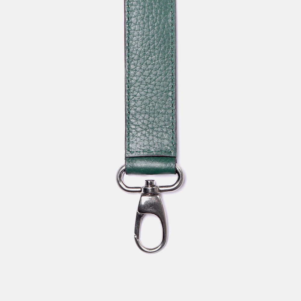 dark green wide leather handbag strap