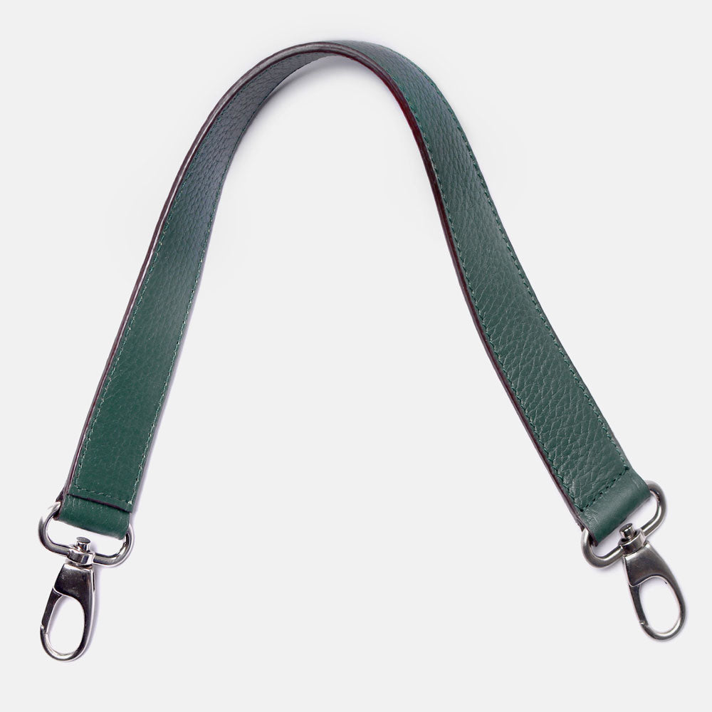 dark green wide leather handbag strap