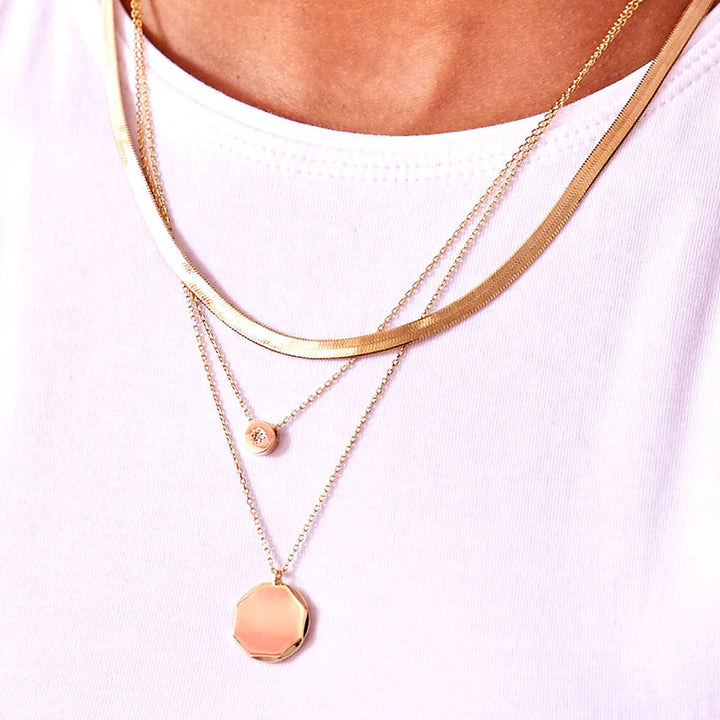 Double Chain Slider And Disc Necklace