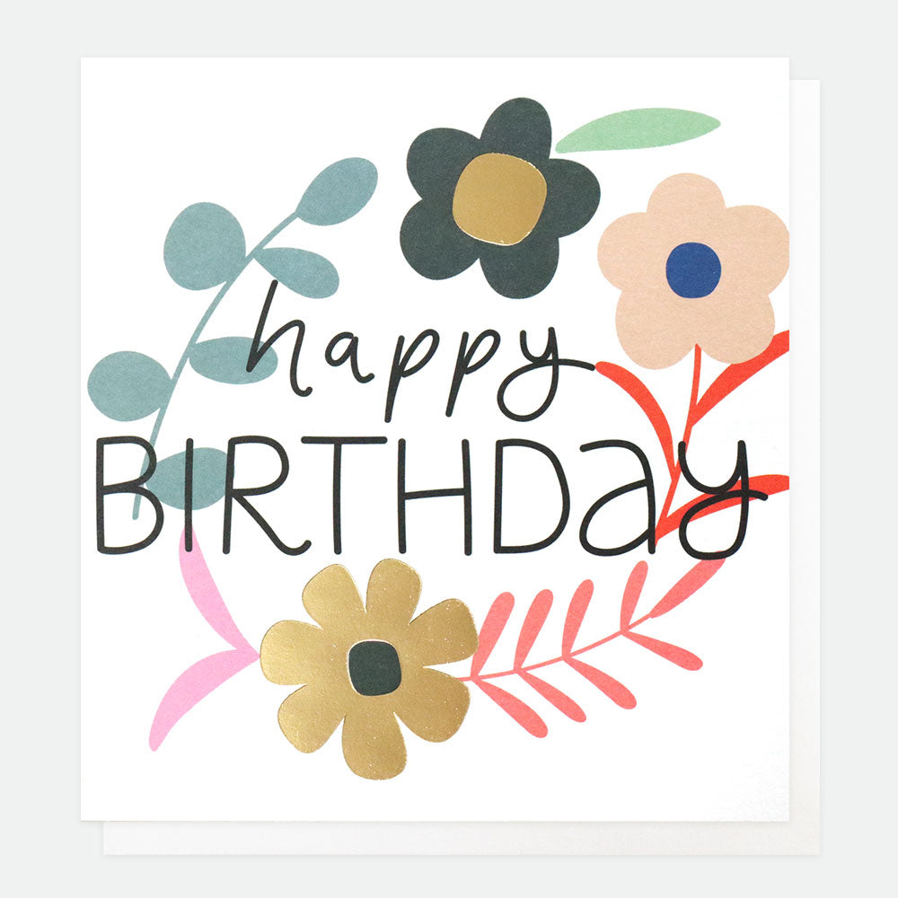 flower floral wreath happy birthday card