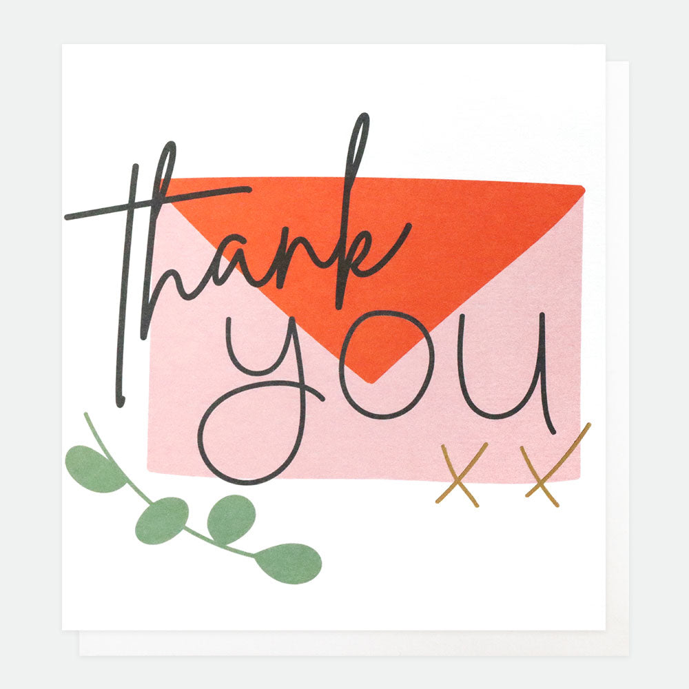 pink & red letter thank you card