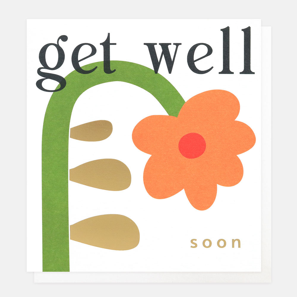 Bendy Orange Daisy Get Well Soon Card