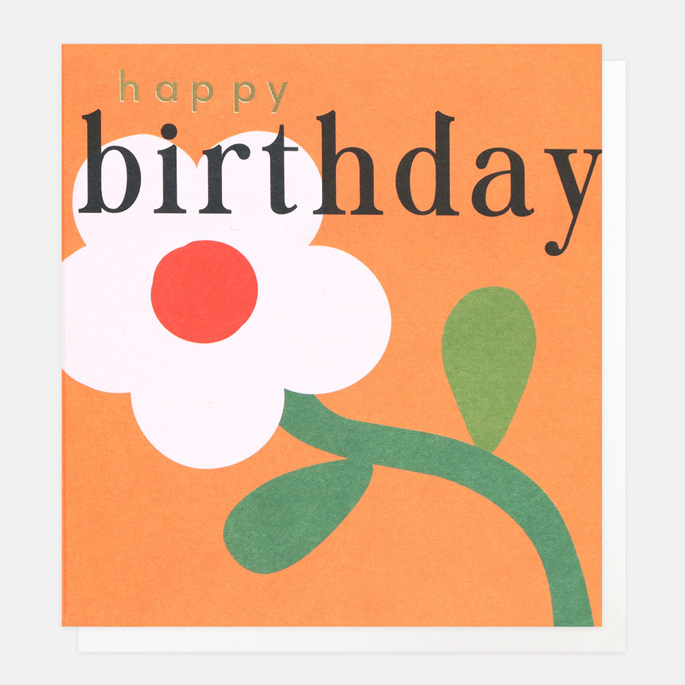 Pink On Orange Background Birthday Card