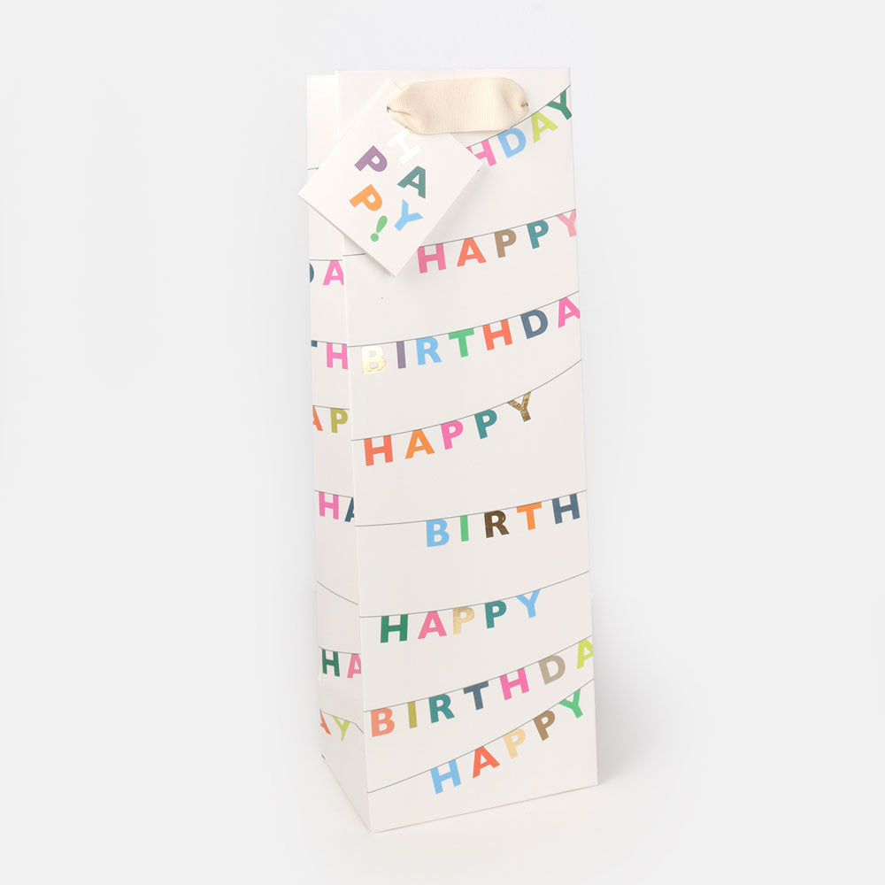 Happy Birthday Bunting Bottle Gift Bag Caroline Gardner