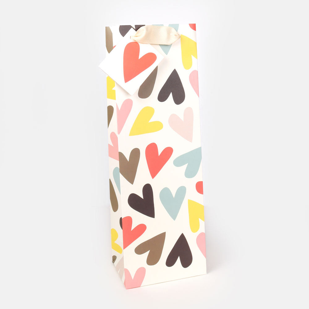 Jumbled Hearts Bottle Gift Bag Caroline Gardner