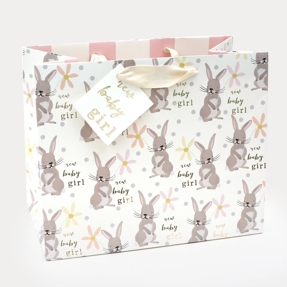 Bunny New Baby Girl Landscape Gift Bag, For Her New Baby Wrap, 1