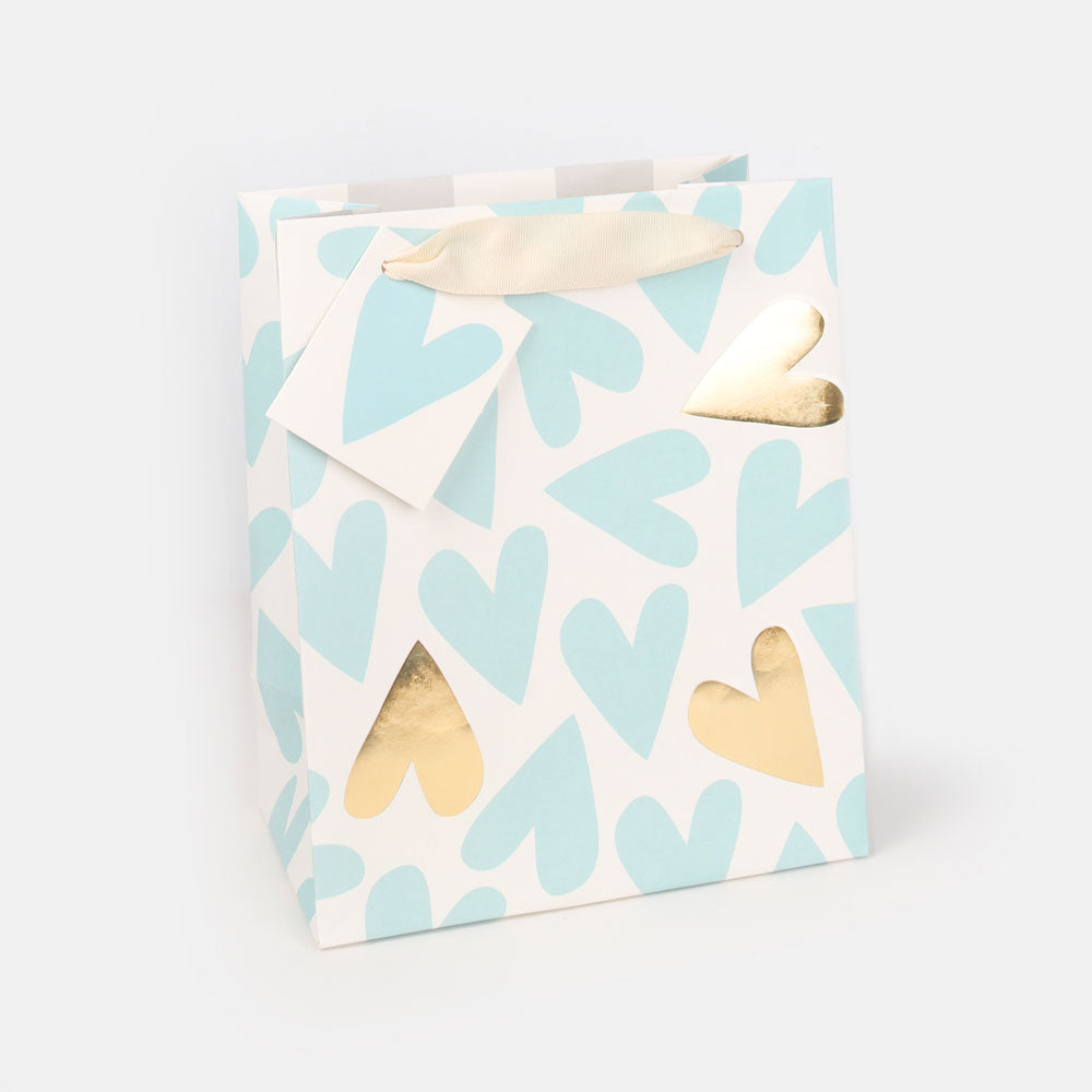 Baby Blue Hearts Medium Gift Bag Caroline Gardner