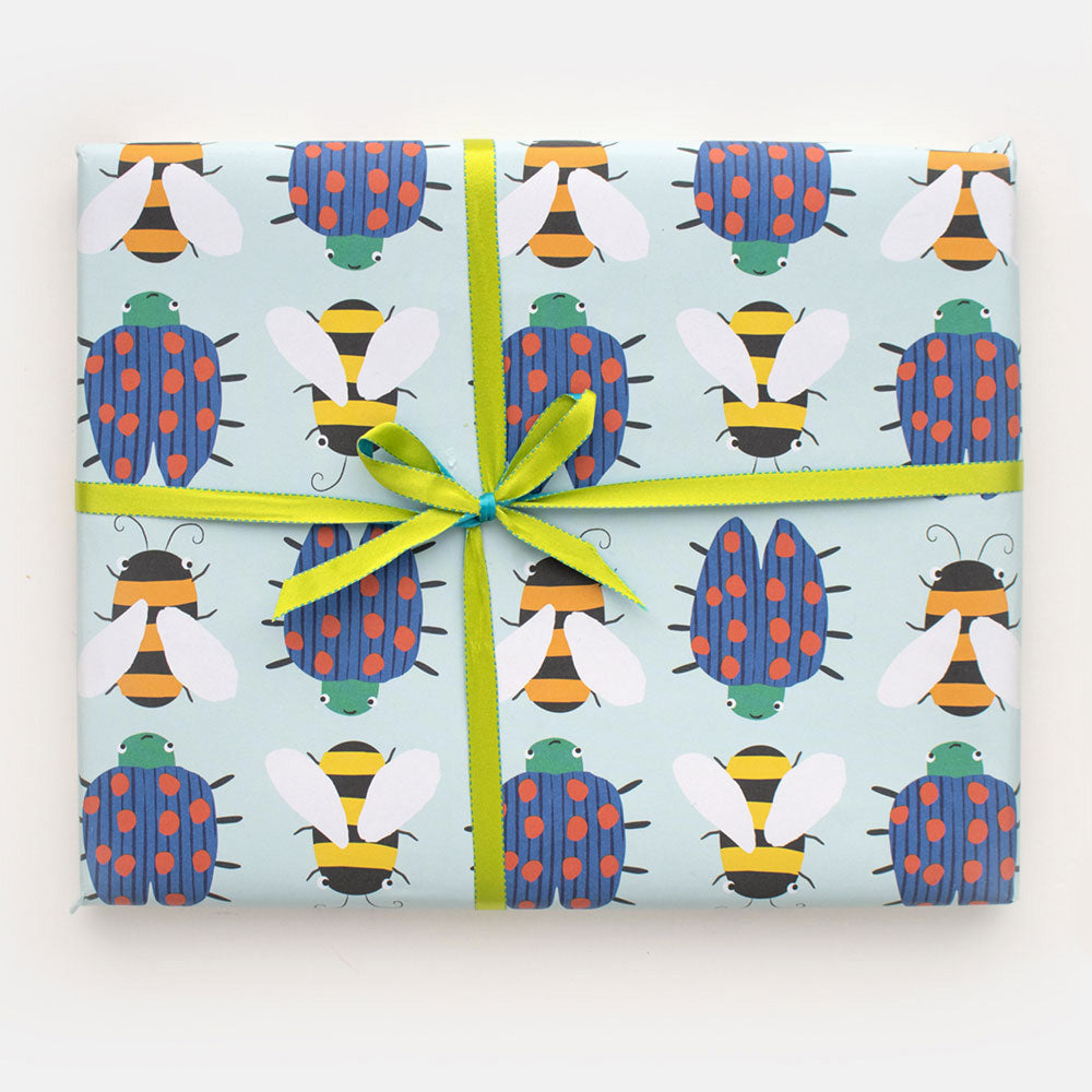 Blue Bugs Wrapping Paper Caroline Gardner