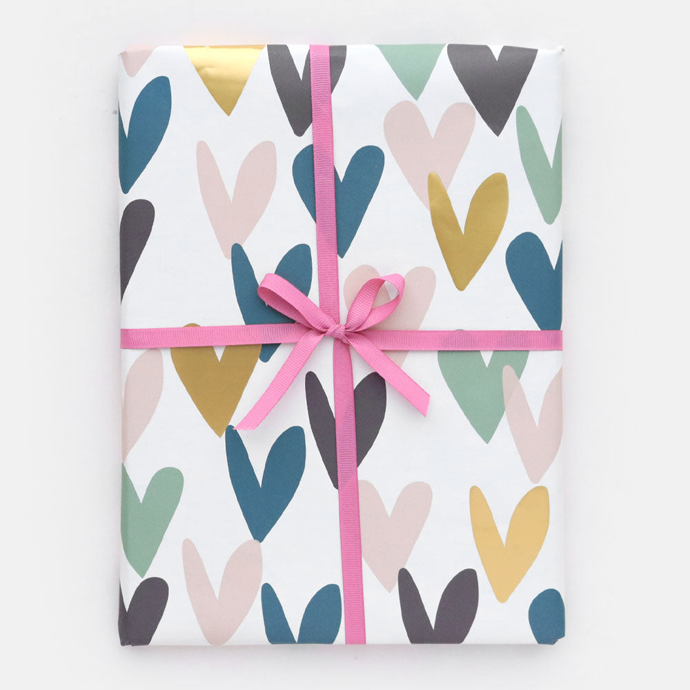colourful hearts wrapping paper sheet