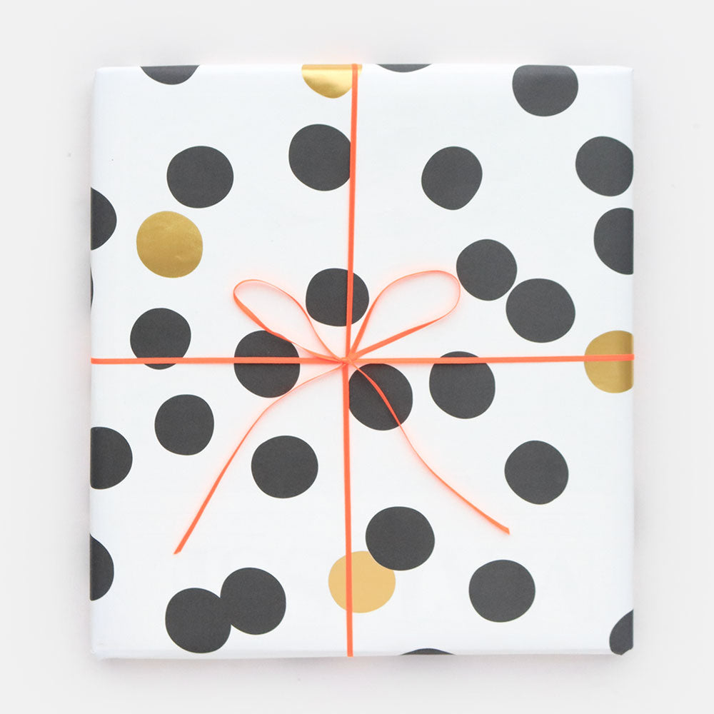 black and gold spot on white base wrapping paper sheet, 50 x 70cm