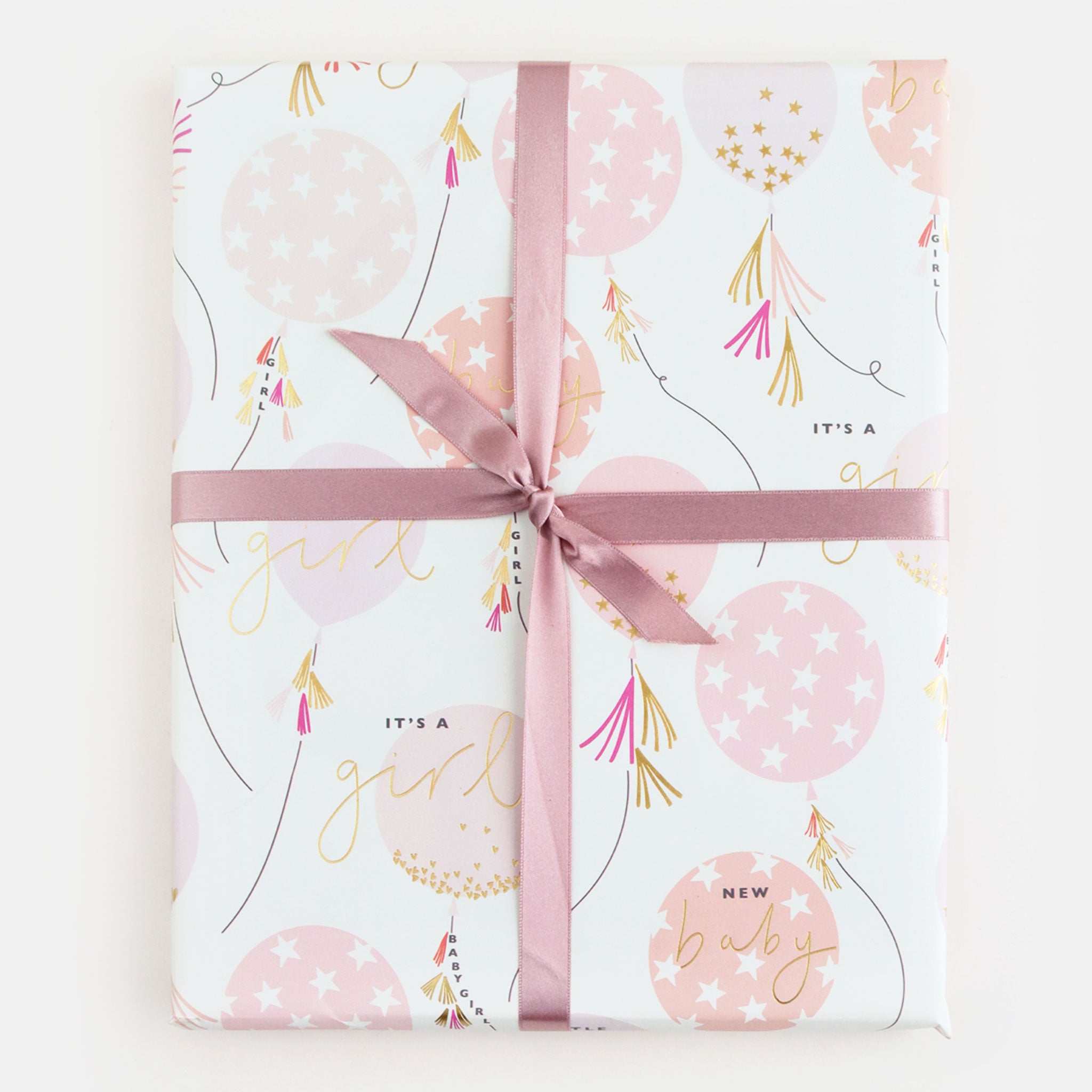 New Baby Girl Balloons Wrapping Paper – Caroline Gardner