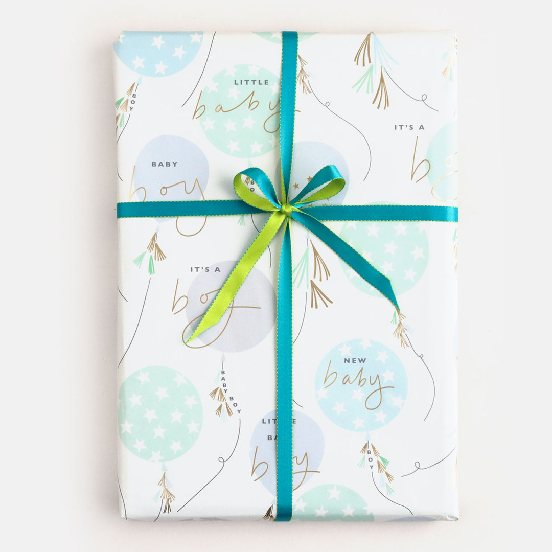 Baby Boy Balloons Wrapping Paper