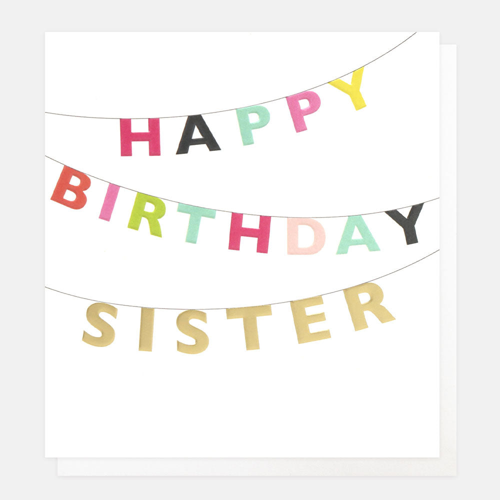 colourful bunting happy birthday sister card