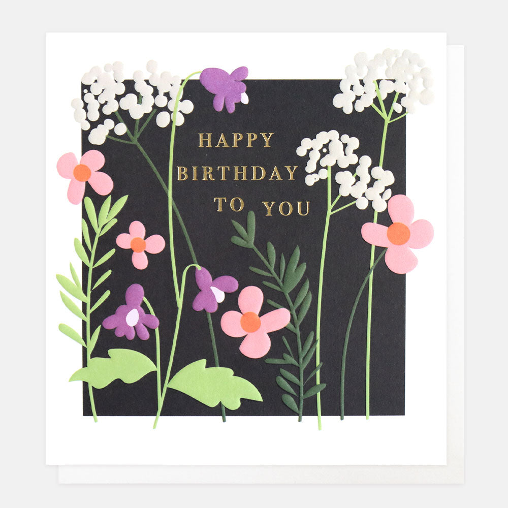 Dark Floral Happy Birthday To You Card