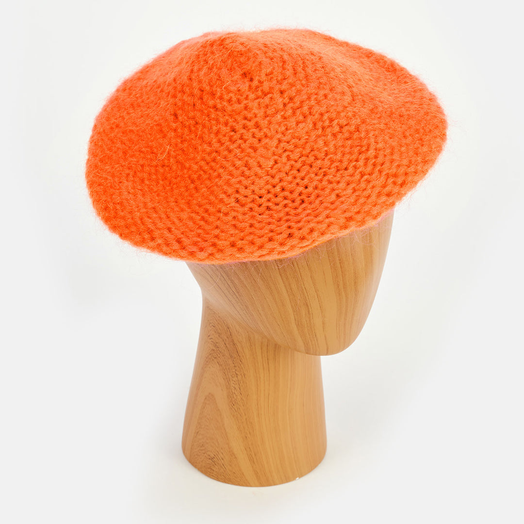 orange knitted wool classic beret