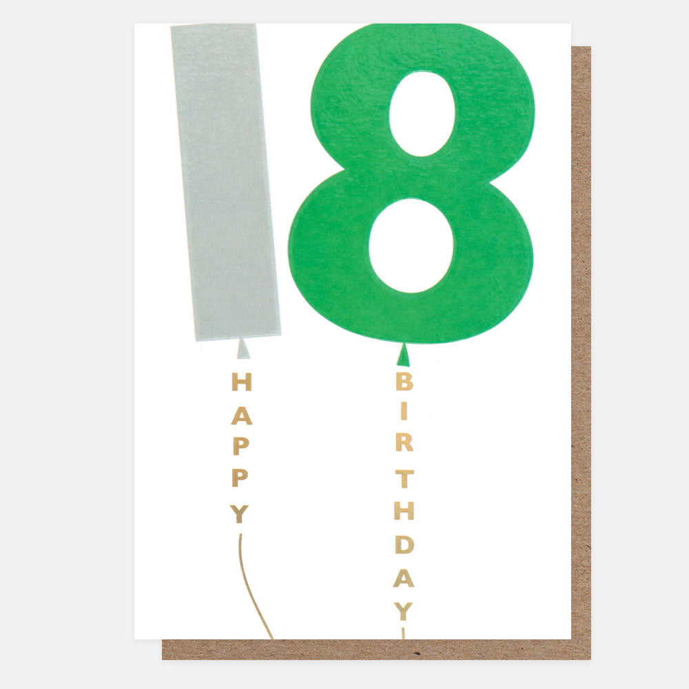 Products Grey/Green Balloon 18Th Birthday Card