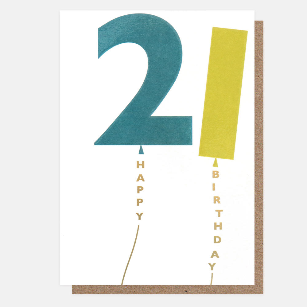 Teal/Green Balloon 21St Birthday Card