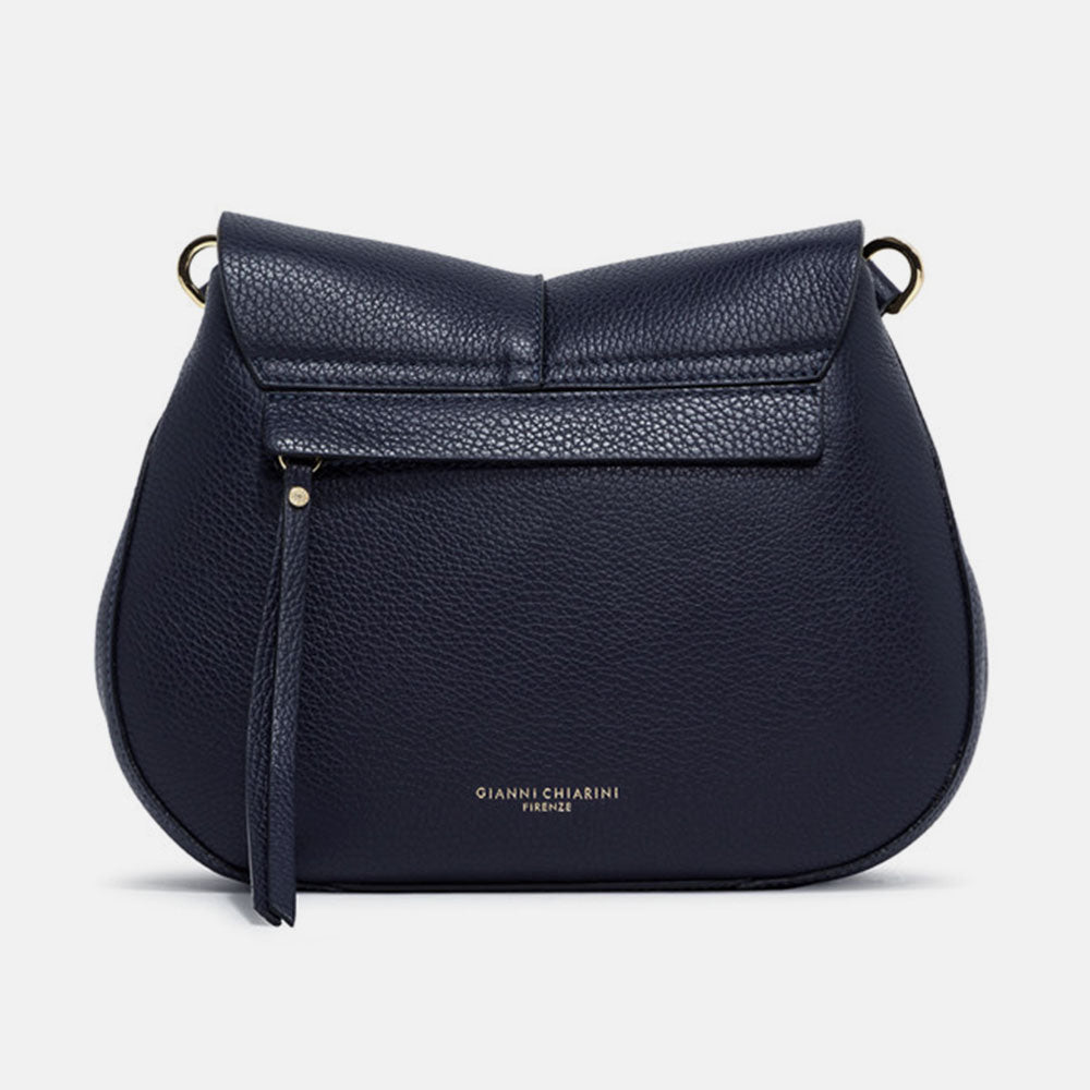 Navy Leather Helena Saddle Bag, made in Italy by Gianni Chiarini