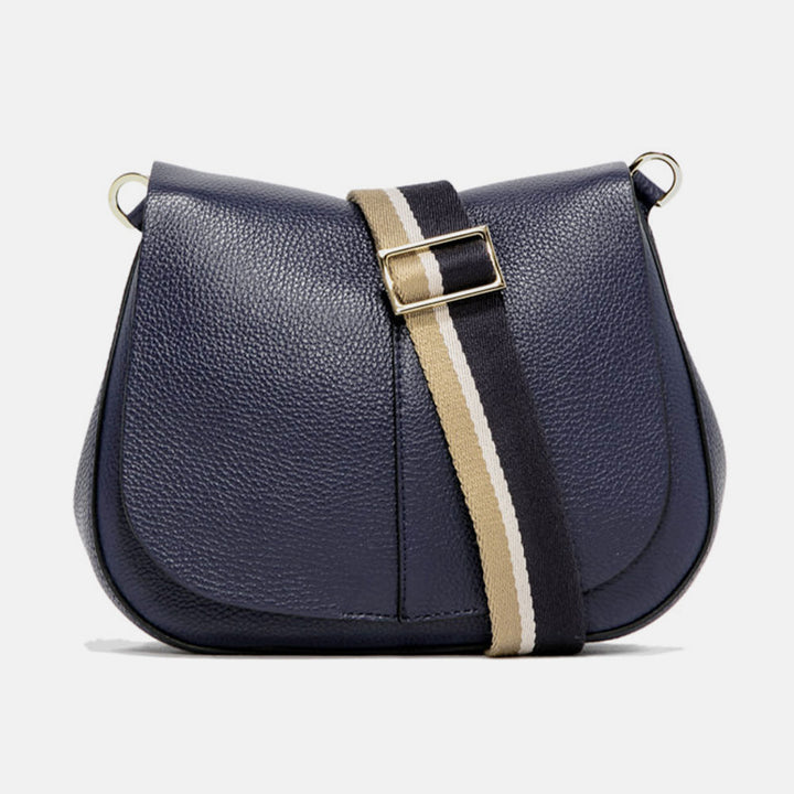 Navy Leather Helena Saddle Bag, made in Italy by Gianni Chiarini