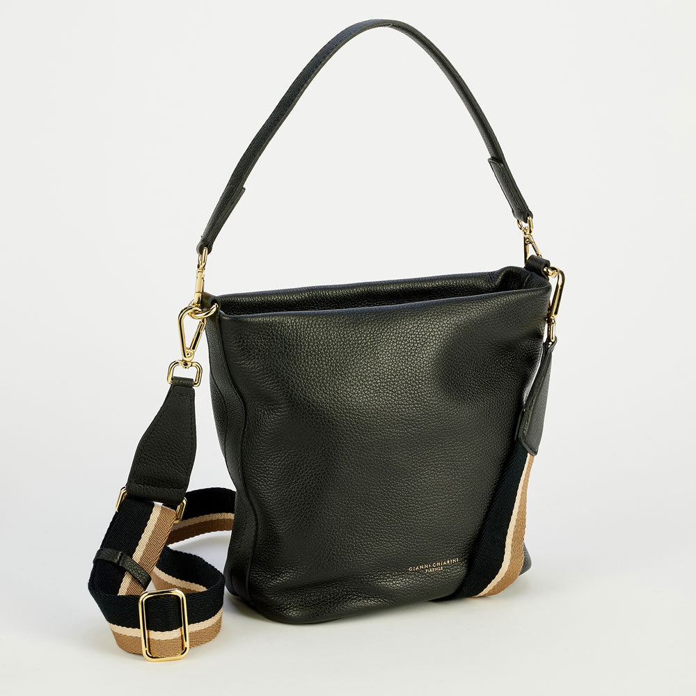 black leather mina crossbody bag, made in Italy by Gianni Chiarini