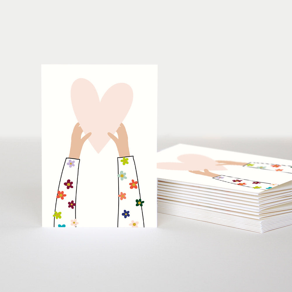 Carolien Gardner Blank Hand and Hearts Notecard pack of 10