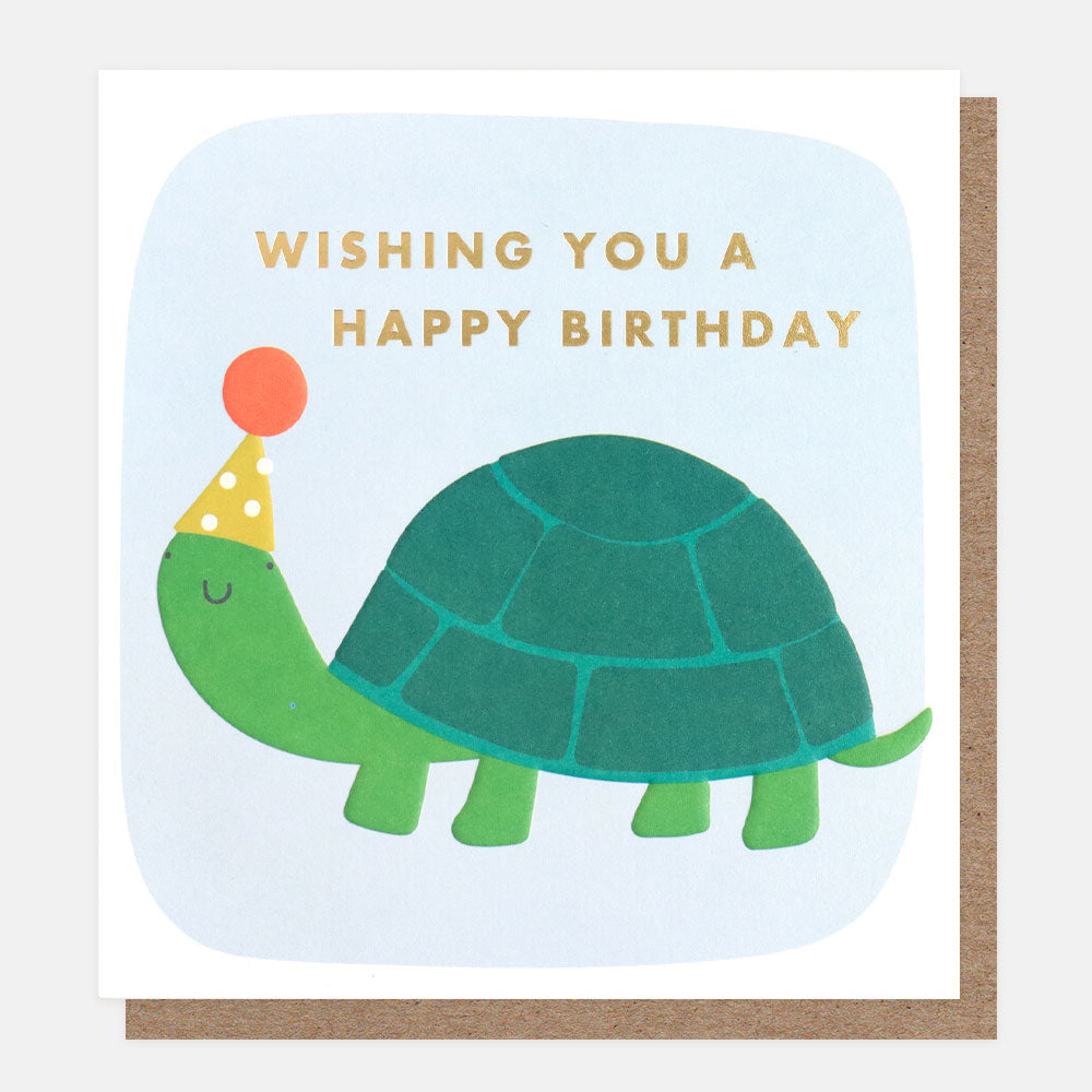 Tortoise in a party hat Birthday Card for kids