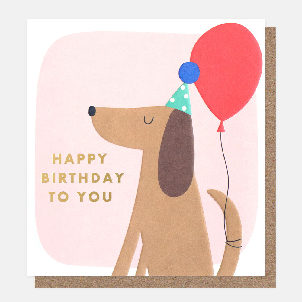 Dog in a party hat Birthday Card for kids