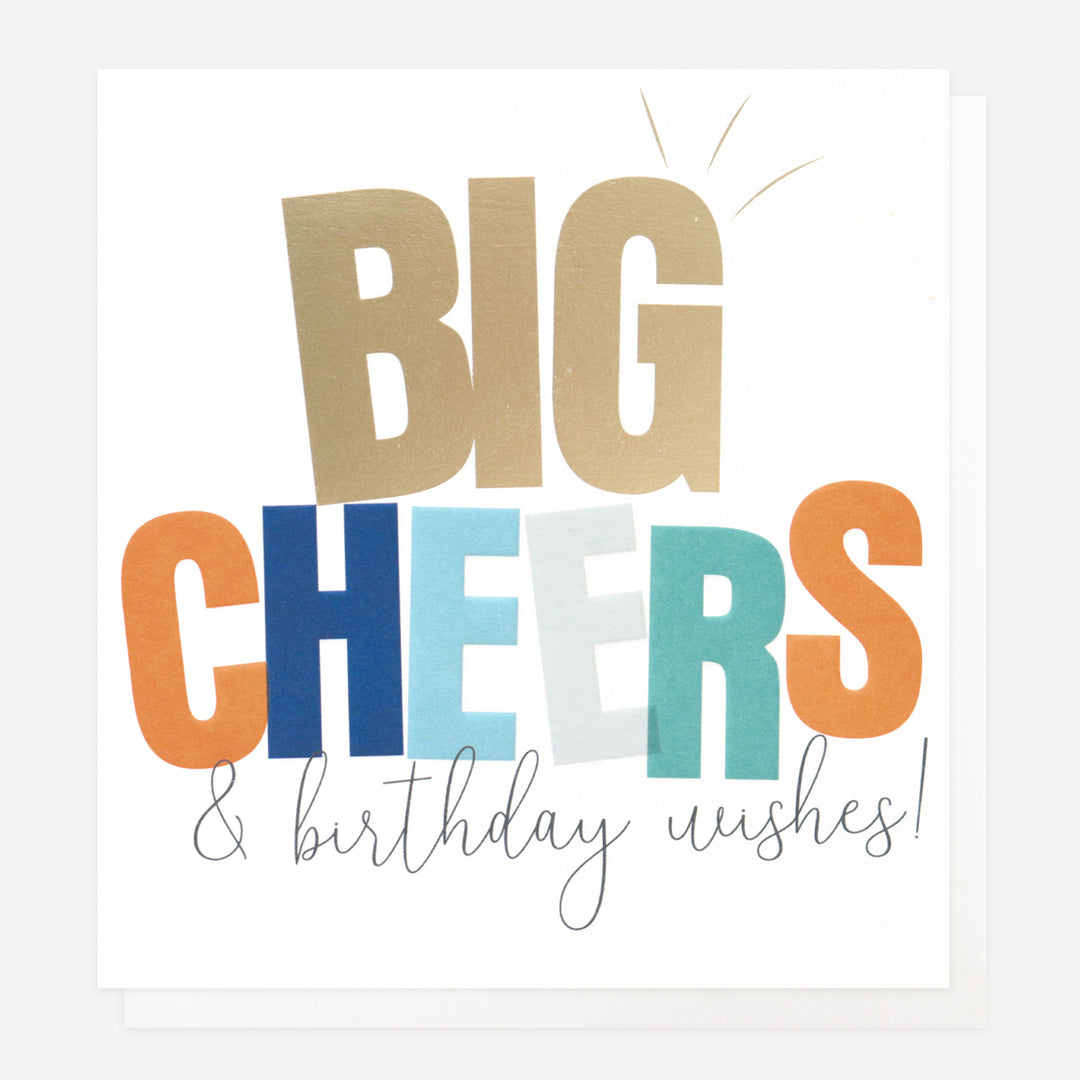 bold text big cheers & birthday wishes card