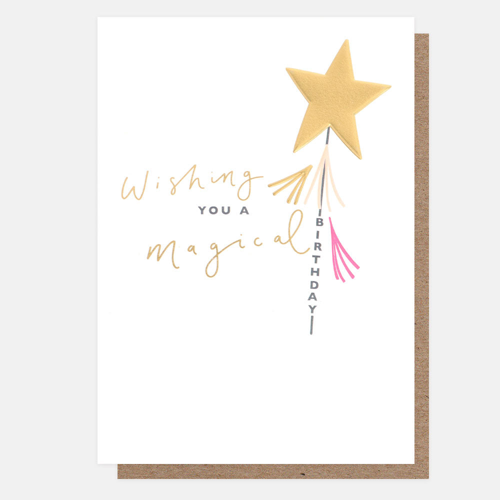 gold star wand wishing you a magical birthday card