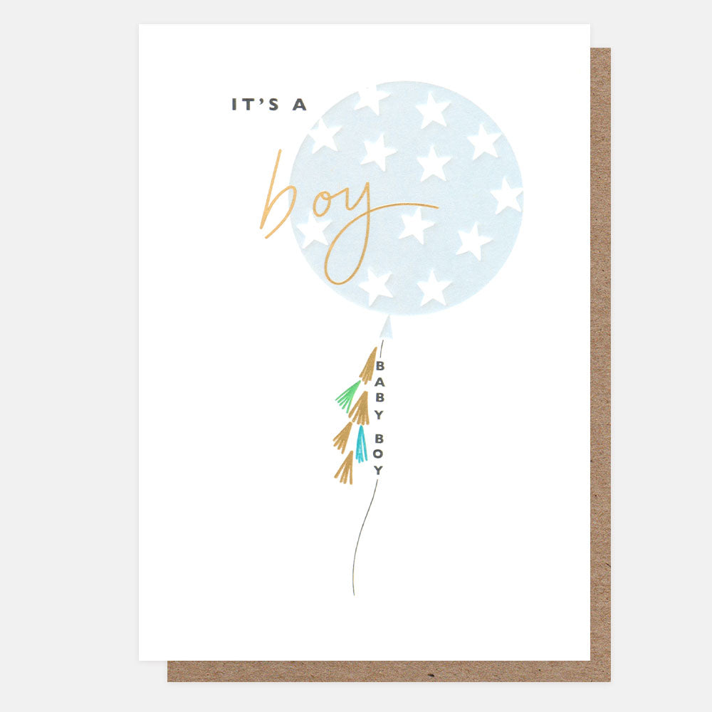 blue Balloon & stars New Baby Boy Card