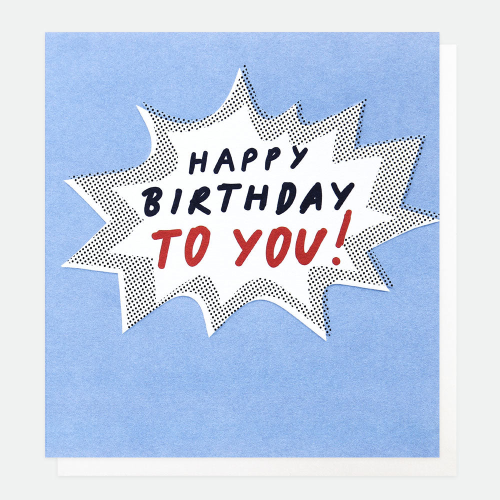 Bang Birthday Card, For Him Speech Bubble Single Cards, 1