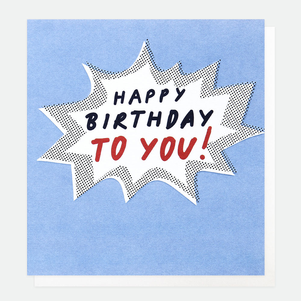 Bang Birthday Card, For Him Speech Bubble Single Cards, 1