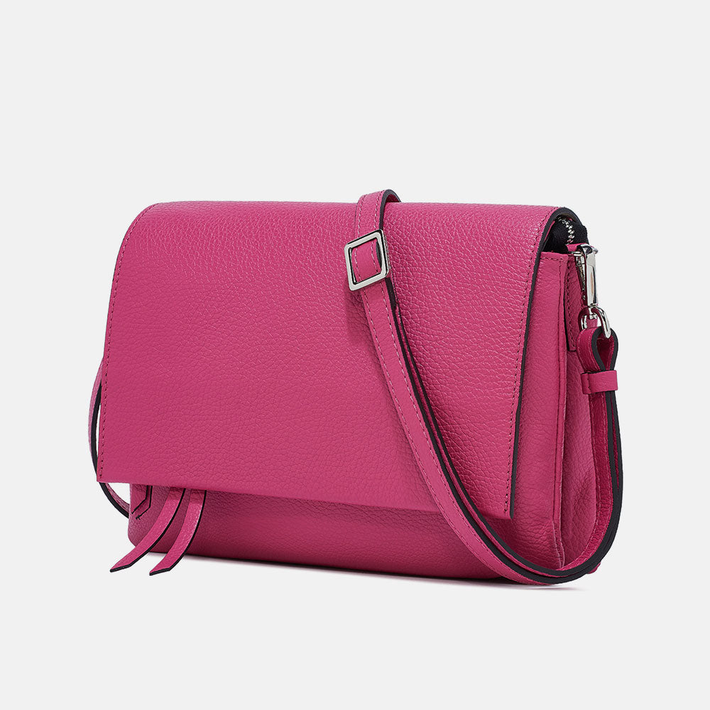 Beautiful Pink Flap Leather Handbag Caroline Gardner