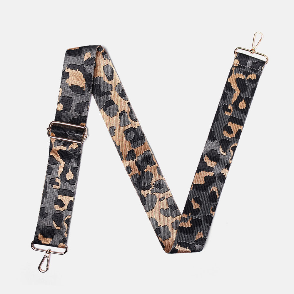 grey leopard print webbing handbag strap