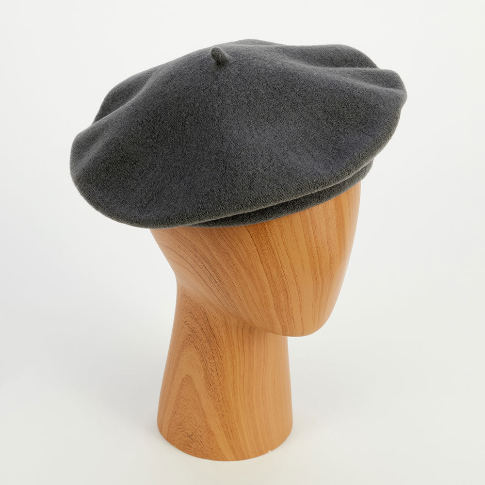 grey pure merino wool classic beret