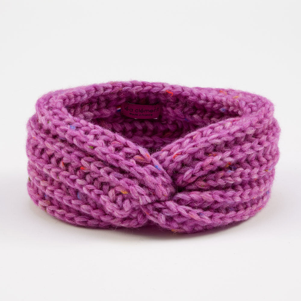 fuchsia pink with colourful flecks knitted headband