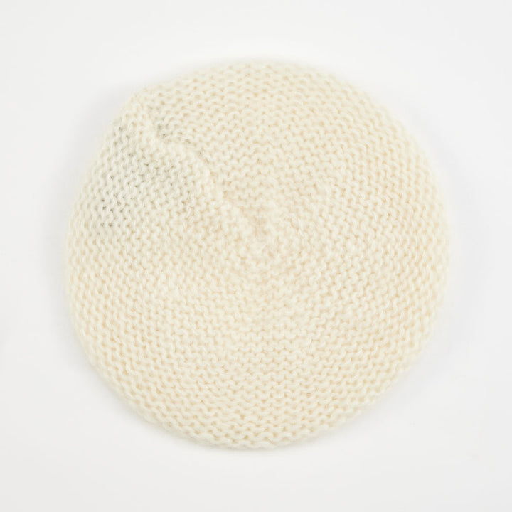 cream wool mix knitted beret
