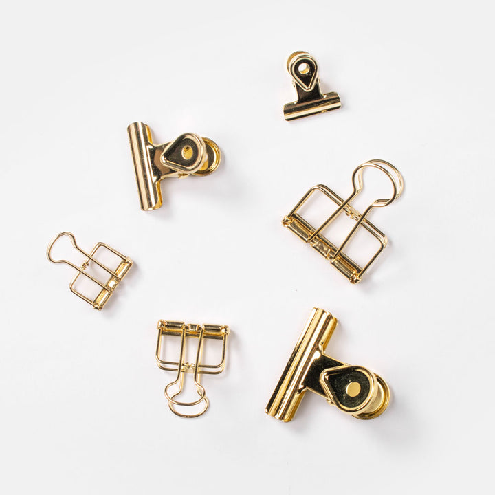 Gold Bulldog Clips Set of 6