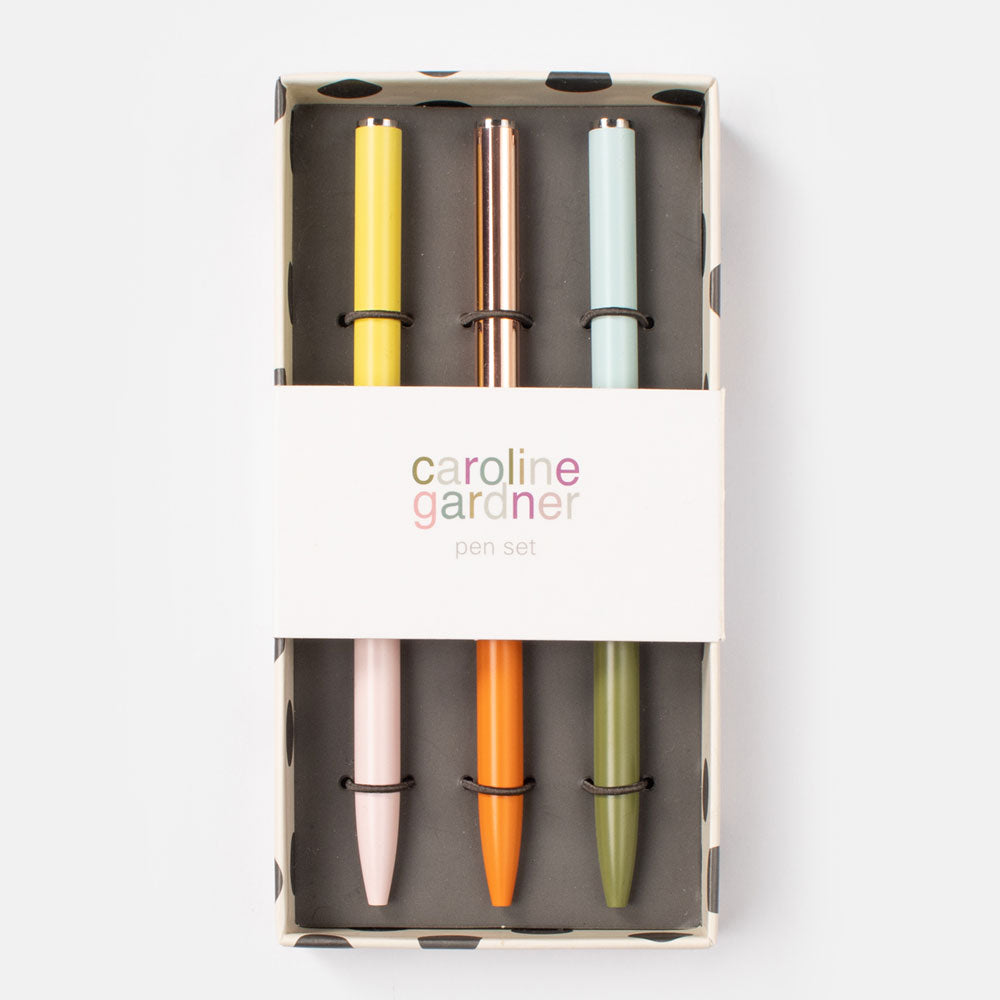 Yellow/Pale Pink/Aqua Slim Pens Set of 3