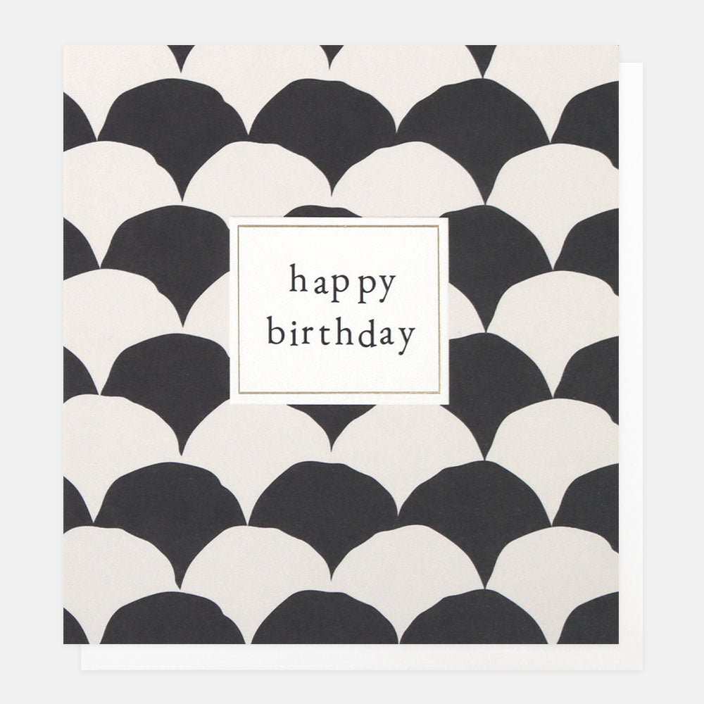 art deco monochrome fans happy birthday card