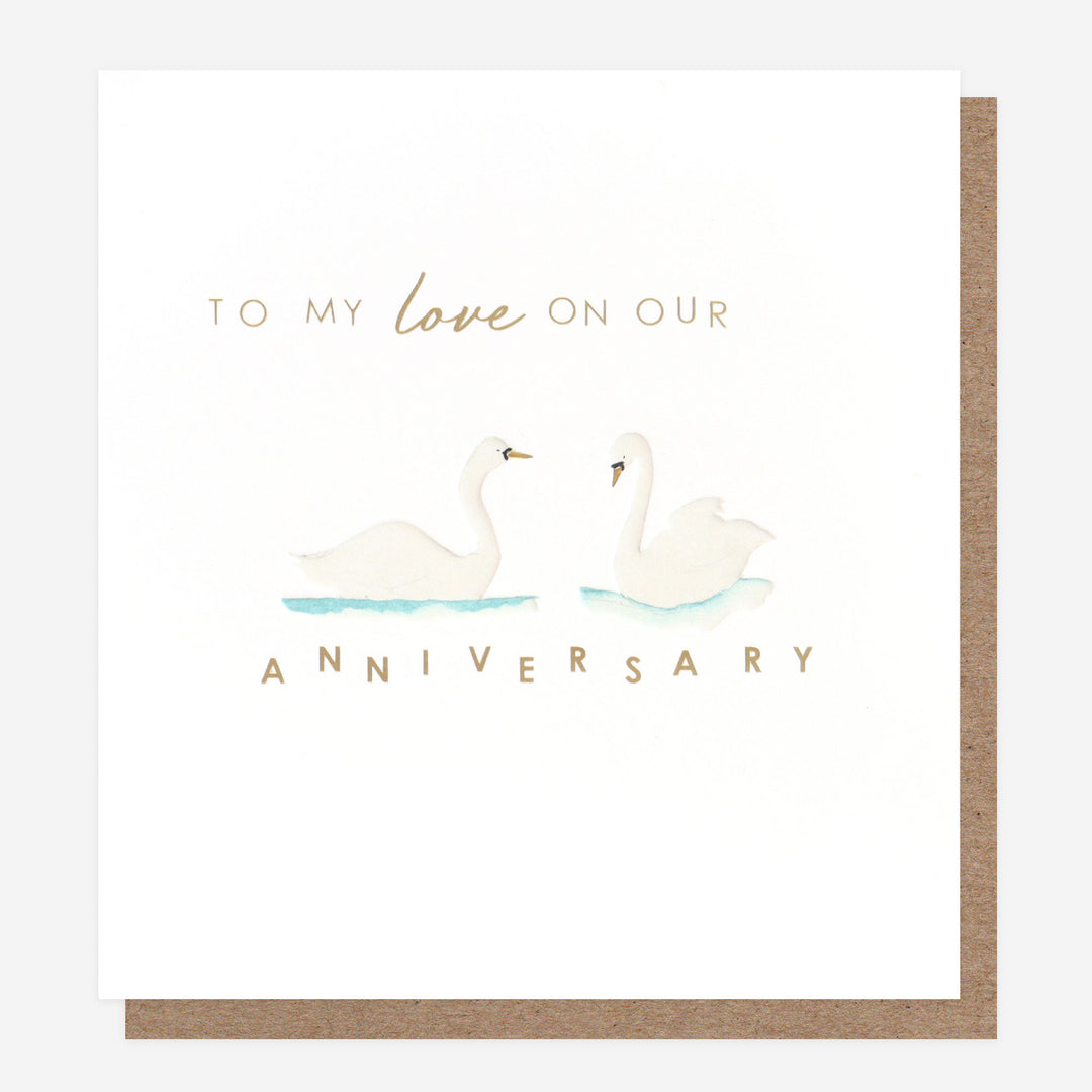 anniversary card for partner with swans