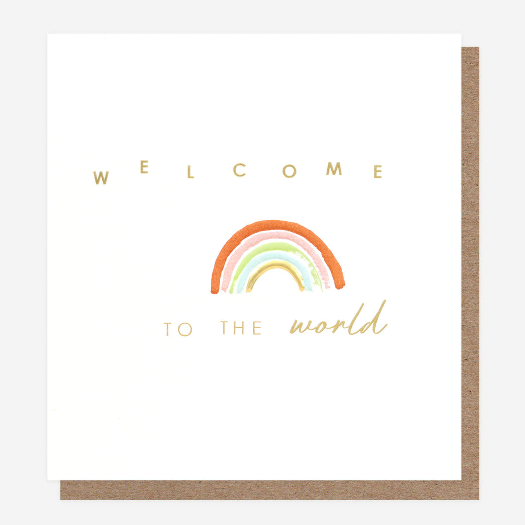 new baby card with rainbow to welcome the little one 